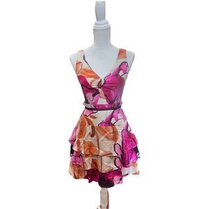 Anthropologie Moulinette Soeurs women’s silk‎ watercolor mini party dress, sz 2